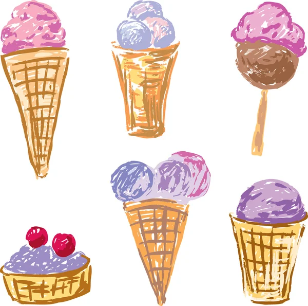 Doodles de gelado —  Vetores de Stock