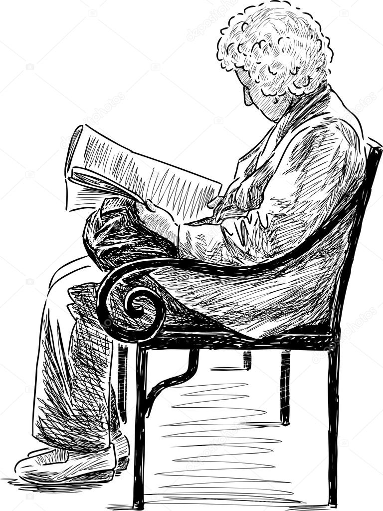 Woman Reading Newspaper Black And White