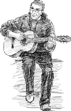 sokak müzisyeni kroki