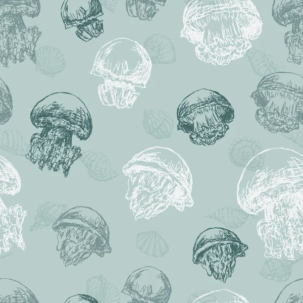 Візерунок медуз і черепашок — стоковий вектор