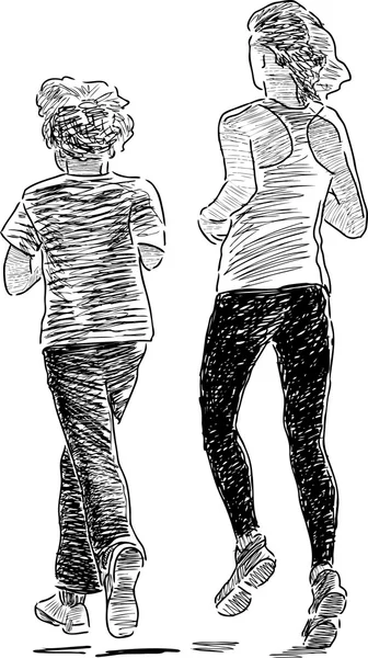 在晨跑的兄弟姐妹 — 图库矢量图片