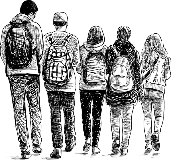 Estudiantes de escuela caminando — Archivo Imágenes Vectoriales