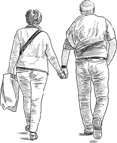 Spouses on a walk — Stock Vector