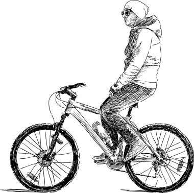 Şehirde bir bisikletçi.