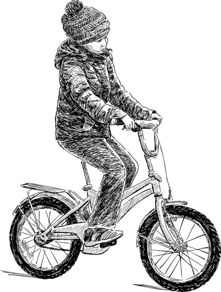 Meisje op de fiets — Stockvector