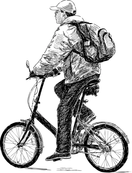 Man traveling on a bicycle — Stock Vector