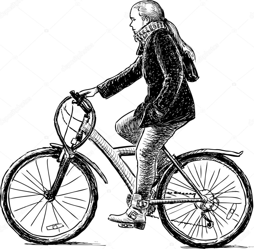 Girl rides on a bicycle — Stock Vector © chronicler101 107441590