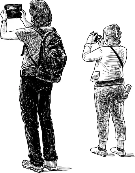 Les touristes prennent des photos — Image vectorielle