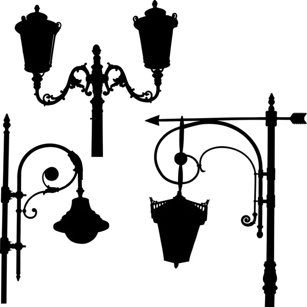 Silhouettes des lampadaires — Image vectorielle