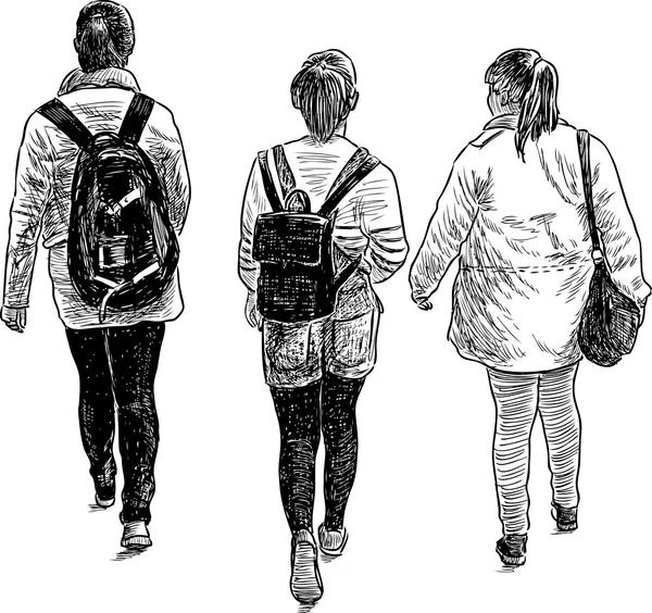 Schoolgirls on a walk Royalty Free Stock Illustrations