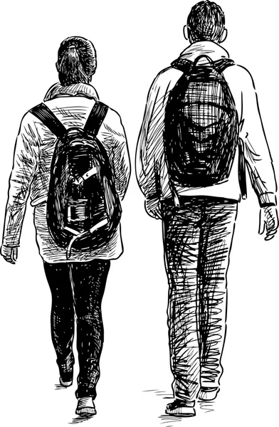 Spaziergang der Schüler — Stockvektor