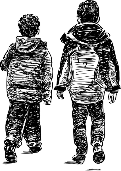 Fratelli su una passeggiata — Vettoriale Stock