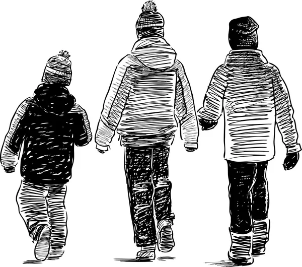 Enfants pour une promenade — Image vectorielle