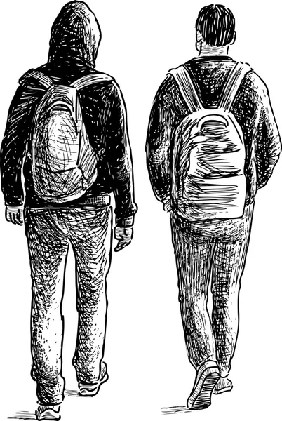 Lycéens striding — Image vectorielle