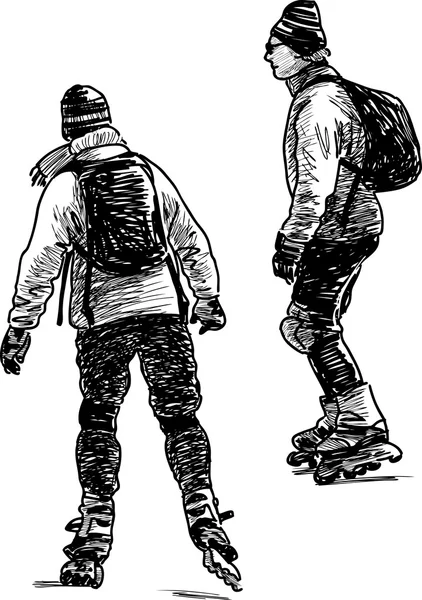 Villes hommes patinage — Image vectorielle