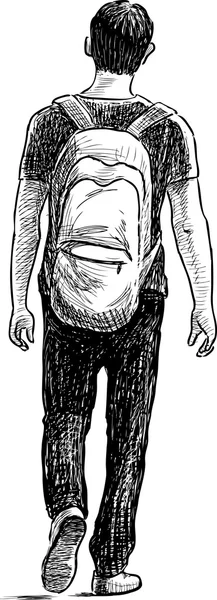Jeune homme avec un sac à dos — Image vectorielle