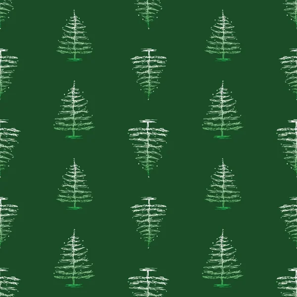 Seamless Background Sketches Christmas Trees — Stock Vector