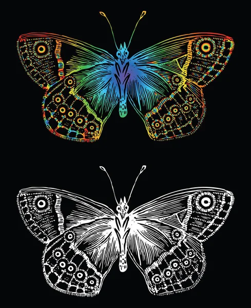 Vektorbild Von Umrissen Dekorativer Schmetterling — Stockvektor