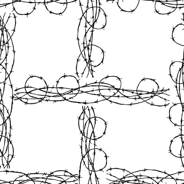 Fundo Sem Costura Fio Farpado Abstrato Torcido Desenhado —  Vetores de Stock