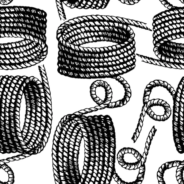 描かれたハンクリギングロープのシームレスなパターン — ストックベクタ