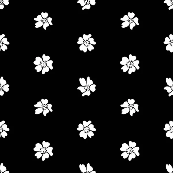 Seamless Pattern Silhouettes White Daisy Flowers — Stock Vector