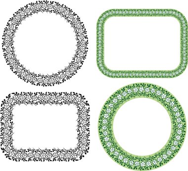Çiçekli ve yapraklı dallardan dekoratif çiçek kenarları.