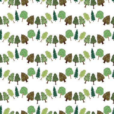 Çeşitli çizilmiş ağaçların kusursuz arkaplanı