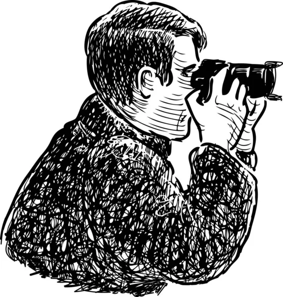 Kresba Muže Který Fotí Kameře — Stockový vektor