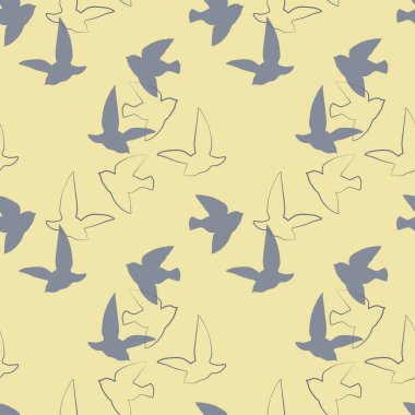 Siluetlerin kusursuz deseni soyut kuşların uçuşu