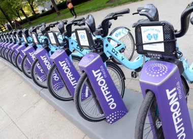 Divvy, a Bicycle share program in Chicago  clipart