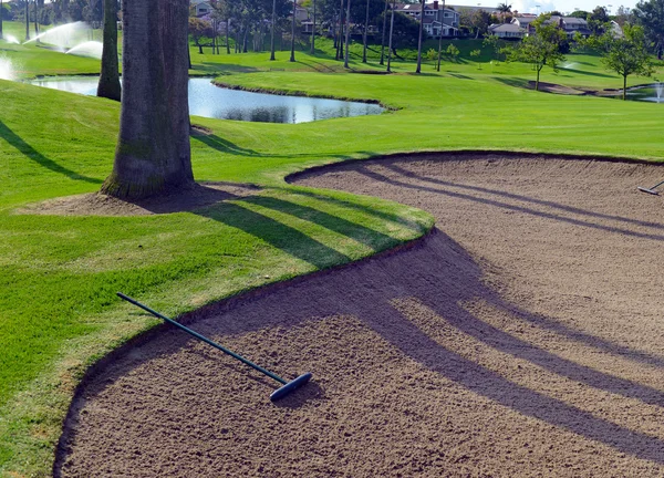 Manicured green grass of Fairway on golf course