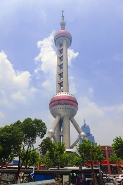 Oriental Pearl Tower Pudong bölgesi içinde olduğunu bir televizyon tower, Shanghai, Çin