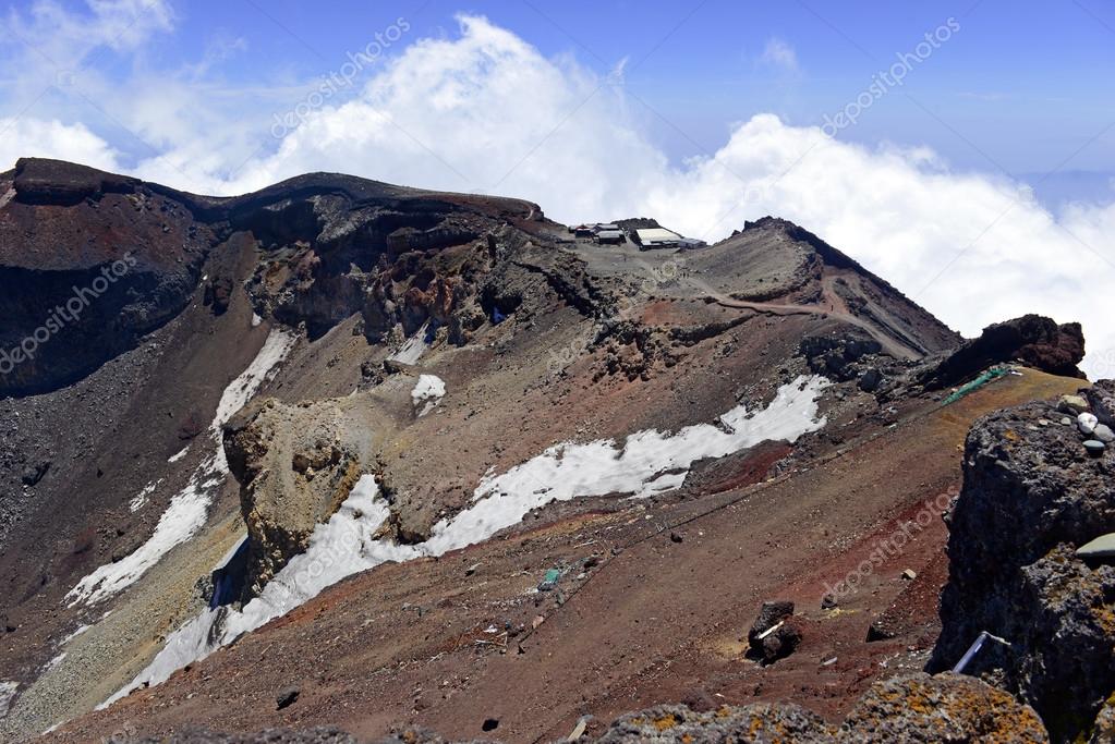 Terrain Sur Route Sur Le Mont Fuji Un Volcan Symétrique Et