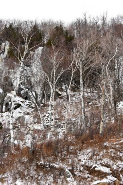 Karlı kış manzarası, karla kaplı dağlar ve 46er High Peaks yürüyüş ve tırmanışlarıyla ünlüdür, Adirondacks New York