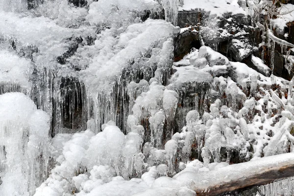 Gelo Gelo Formando Tempo Frio Após Tempestade Neve — Fotografia de Stock