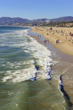 Sörf ve kum Venice Beach, California, yaz sahnesi