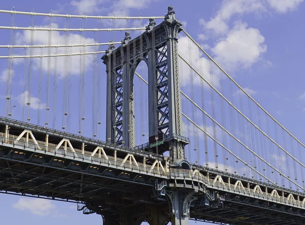 New York orientační bod, Manhattan Bridge nad East River v New Yorku — Stock fotografie