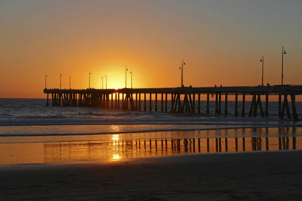 Günbatımı, Venice Sahili, Güney Kaliforniya, ABD — Stok fotoğraf