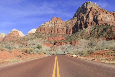 Kırmızı rock dağ manzarası Zion National Park, Utah