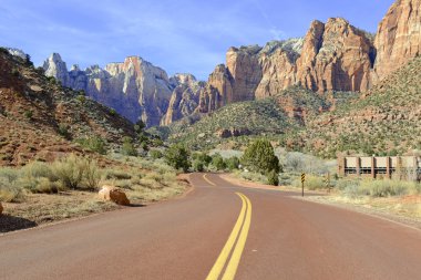 Kırmızı rock dağ manzarası Zion National Park, Utah