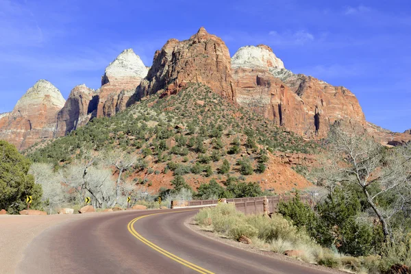 Red rock mountain landscape in Zion National Park, Utah — Stock Photo, Image