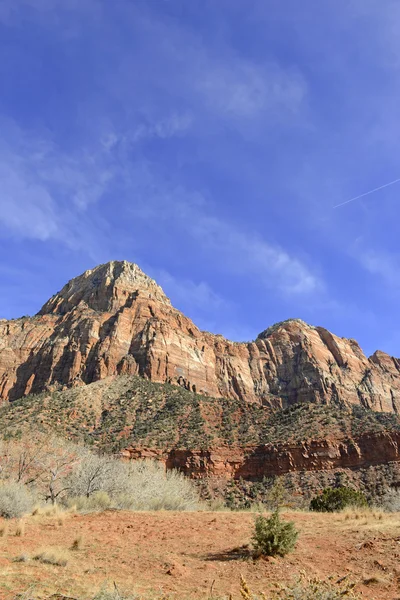 Kırmızı rock dağ manzarası Zion National Park, Utah — Stok fotoğraf