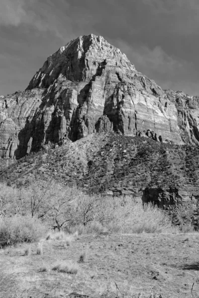 Paisaje blanco y negro del Parque Nacional de Zion — Foto de Stock