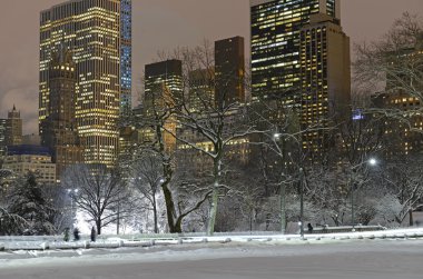 Sonra kar fırtınası, New York'un Manhattan siluetinin