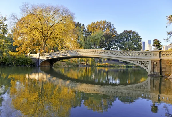 Ponte em Central Park em Autumn, Manhattan, Nova Iorque — Fotografia de Stock