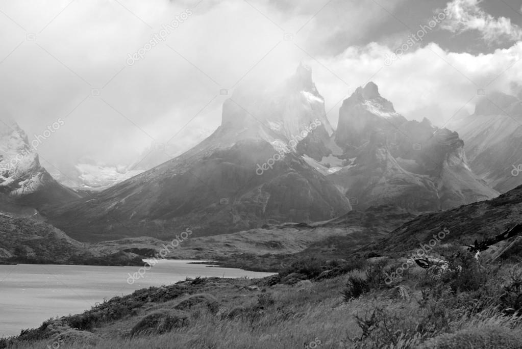 Rugged mountain landscape in Torres del Paine, Chile, Patagonia