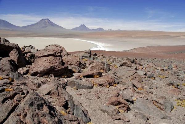 Remote afstandsbediening,, dorre vulkanische landschap van de Atacama woestijn, Chile — Stockfoto