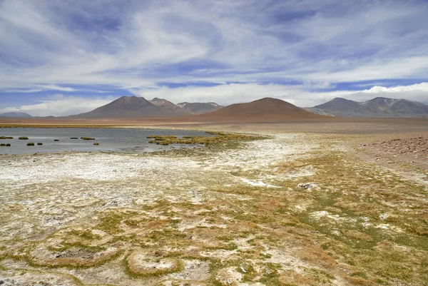 Zdalne, jałowe wulkaniczny krajobraz Pustyni Atacama, Chile — Zdjęcie stockowe