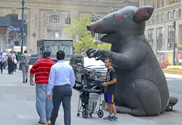 Ratto gonfiabile conosciuto come Scabby il ratto, utilizzato da un sindacato del lavoro — Foto Stock