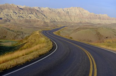 Badlands manzara, ifade ve rüzgar ve su, erozyon tarafından kurulan bazı Badlands Ulusal Parkı, Güney Dakota, ABD, dünyanın en zengin fosil yataklar içerir